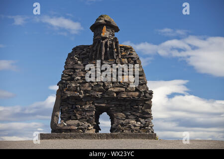 Stein Abbildung Bardur Snaefellsas, Legende Abbildung, Künstler Ragnar Kjartansson, Arnarstapi, Island Stockfoto