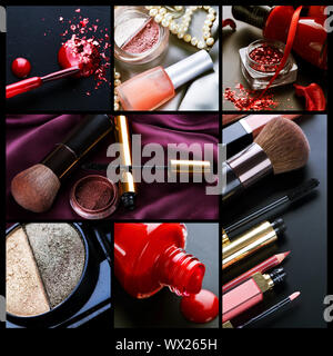 Professionelles Make-up Collage Stockfoto