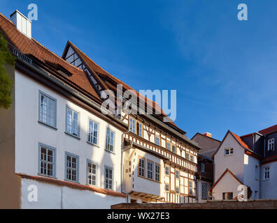 Close-up auf historischen Holzhäuser in Erfurt, Thüringen, Deutschland Stockfoto