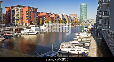 Ehemalige west Port und Westhafen Tower, Frankfurt am Main, Hessen, Deutschland, Europa Stockfoto