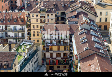 Luftaufnahme von Turin aus den Anzeigebereich der Mole Antonelliana, ein architektonisches Wahrzeichen der Stadt Turin, Italien Stockfoto