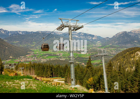 Seilbahn, die Sie in den Bayerischen Alpen in der Nähe von Königssee, Schönau, Deutschland Stockfoto