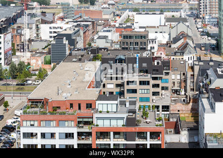 Luftaufnahme von Antwerpen Hafen von Museum MAS Dachterrasse, Belgien Stockfoto