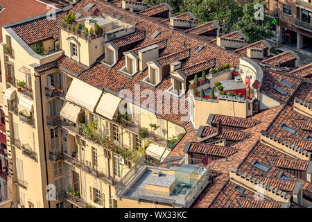 Luftaufnahme von Turin aus den Anzeigebereich der Mole Antonelliana, ein architektonisches Wahrzeichen der Stadt Turin, Italien Stockfoto