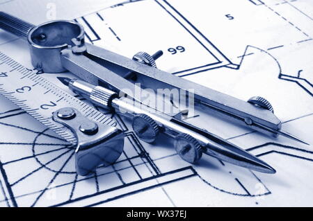Pläne für neue Wohnimmobilien esate vom Architekten Stockfoto