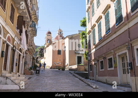 Katholische Kirche, alte Stadt, Kerkyra, Korfu, Griechenland, Europa Stockfoto