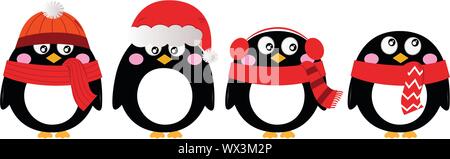 Cute penguin auf weißen isoliert Stock Vektor
