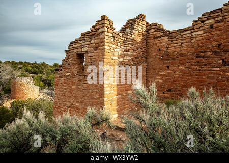 Cutthroat Burg und Turm, Hovenweep National Monument, Colorado USA Stockfoto