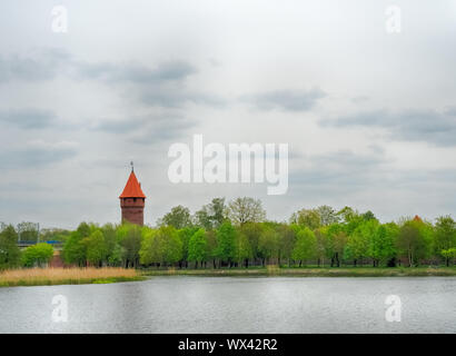 Blick über Fluß Nogat in Malbork, Polen Stockfoto