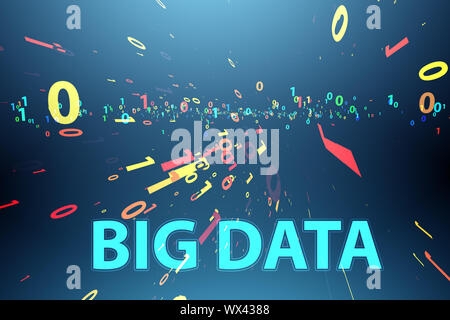 Große Daten- und Data Mining Konzept Illustration - 3D-Rendering Stockfoto