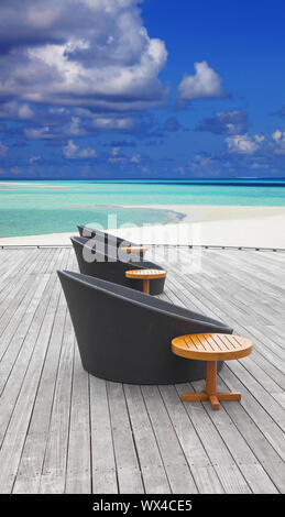 Schöner Strand Terrasse auf den Malediven Stockfoto