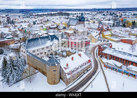 Winter Impressionen von Ballenstedt im Harz Schloss Stockfoto