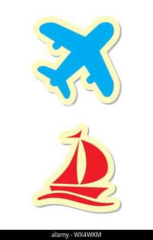 Flugzeug und Schiff Symbole Stock Vektor