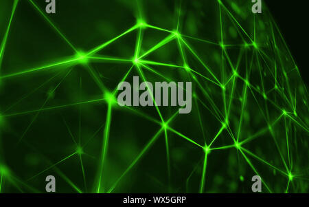 Blockchain Netzwerk - abstrakte Punkte auf hell schwarzer Hintergrund verbunden. Internetzugang, abstrakten Sinne von Wissenschaft und Tech Stockfoto