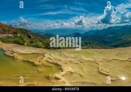 Hierve el Agua, natürlichen Felsformationen im mexikanischen Bundesstaat Oaxaca Stockfoto