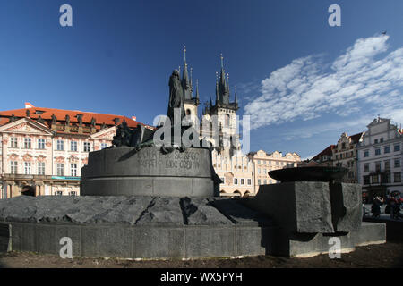 Jan Hus Denkmal in Prag Stockfoto