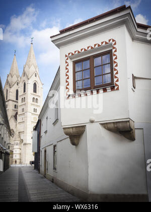 Kathedrale und das mittelalterliche Haus in Wiener Neustadt in Österreich Stockfoto