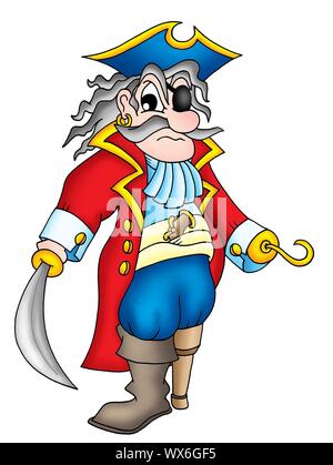 Alte Pirat mit Holzbein - Farbe Abbildung. Stockfoto