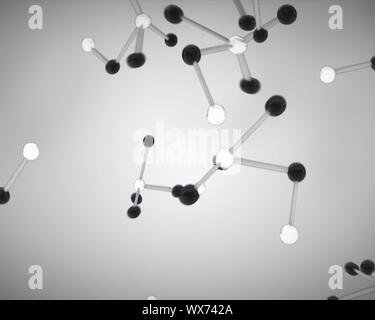 Schwarze und weiße Molekül Zellen grauer Hintergrund Stockfoto
