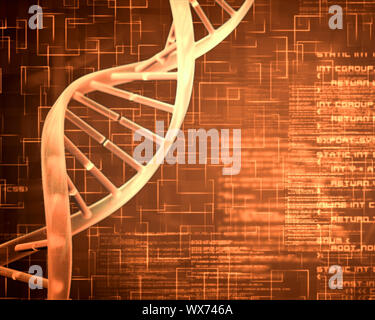 Orange Hintergrund DNA-Helix Plätze und Text Stockfoto