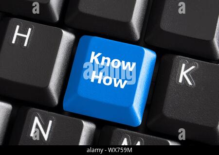 wissen, wie wissen oder Ausbildung Konzept mit Taste auf der Computertastatur Stockfoto