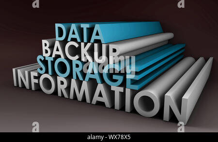 Daten-Backup-Informationen in 3d Kunst Zeichen Stockfoto