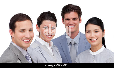 Porträt einer internationalen Business Team vor einem weißen Hintergrund Stockfoto