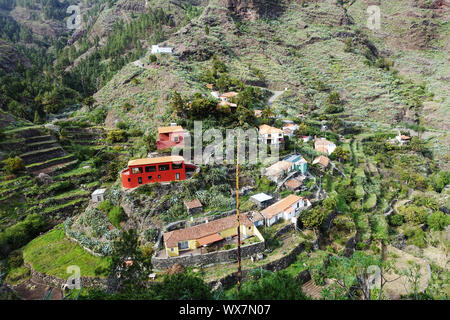 Die ruhige Bergdorf La Laja auf La Gomera Stockfoto