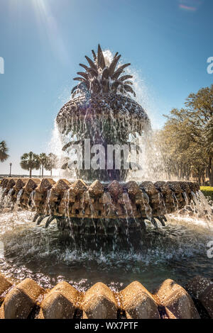 Die Ananas Brunnen, an der Waterfront Park in Charleston Stockfoto