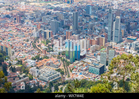 Bogota Luftaufnahme von La Candelaria und Veracruz Bezirke Stockfoto