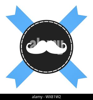 Movember Abzeichen Aufkleber mit Blue Ribbon, schnurrbärte und Abzeichen pin Flat Style Design Vector Illustration auf weißem Hintergrund. Gegen die Prostata kann Stock Vektor