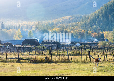 Schöne baihaba Dörfer am Morgen Stockfoto