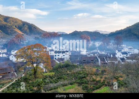 Luftaufnahme von shicheng Dorf im späten Herbst Stockfoto