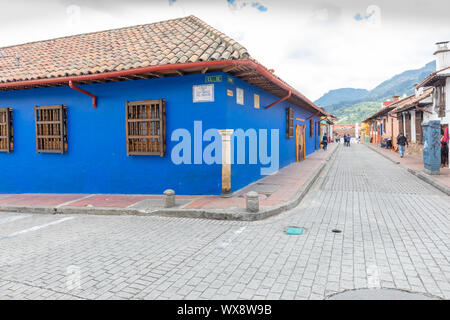 Bogota typische Häuser aus der Kolonialzeit Candelaria Bezirk panorama Stockfoto