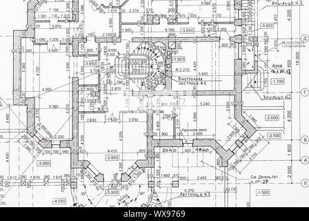 Haus Plan Baupläne hautnah Stockfoto