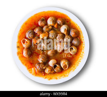Schale der Schnecken am spanischen traditionellen mediterranen Stil zubereitet Stockfoto