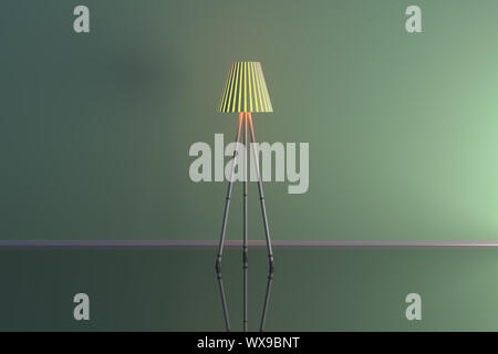 3D-Darstellung einer Lampe in einem grünen Raum Stockfoto