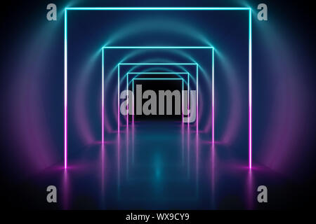 Neonlicht tunnel Hintergrund Stockfoto