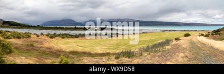 Rainy Day am Lake Pukaki Neuseeland Stockfoto