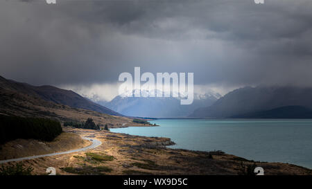 Rainy Day am Lake Pukaki Neuseeland Stockfoto