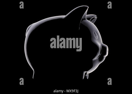 Sparschwein Silhouette über Schwarz Stockfoto