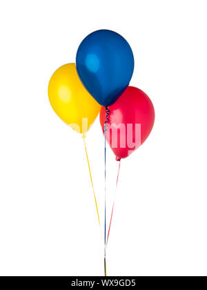 Ballone mit unterschiedlichen Farben photograhed vor einem weißen Hintergrund. Stockfoto