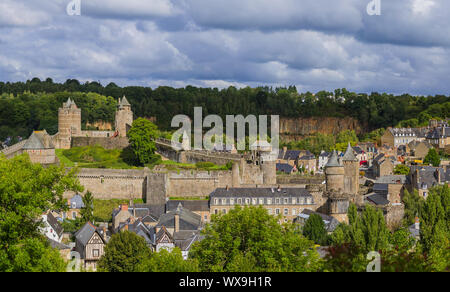 Panorama der Stadt Fougères in der Bretagne Frankreich Stockfoto