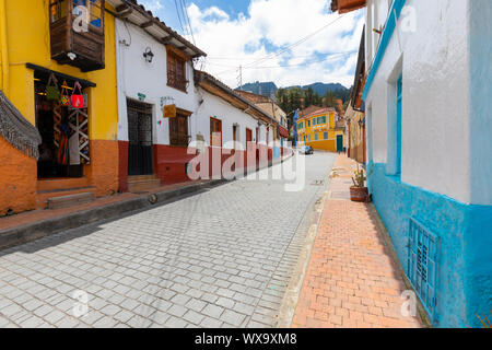 Bogota La Candelaria Bezirk typischen farbigen Häuser aus der Kolonialzeit Stockfoto