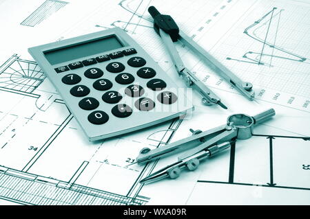 Pläne für neue Wohnimmobilien esate vom Architekten Stockfoto