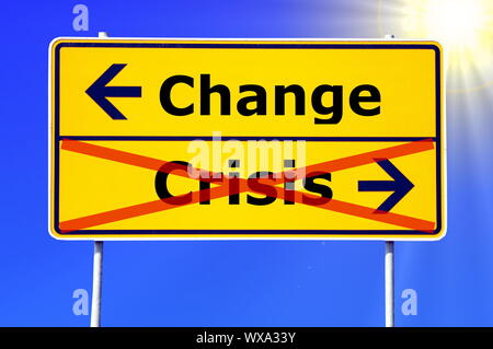 Finanzkrise und ändern Konzept mit Schild Stockfoto