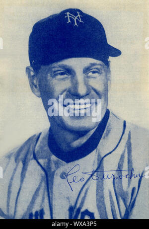 Vintage autographiertes Foto von Leo Durocher wer war der Manager der New York Giants der Nationalen Liga in den 1950er Jahren. Stockfoto