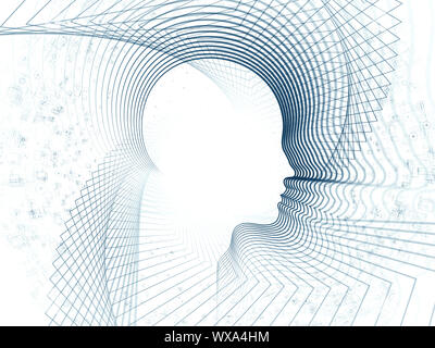 Künstlerische Abstraktion aus menschlichen Kopf und fraktale Netze zu den Themen Wissenschaft, Technik und intelligentes Leben im Universum Stockfoto