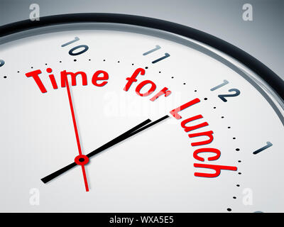 Ein Bild einer schönen Uhr mit Mittagessen Stockfoto