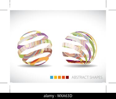 Sammlung von abstrakten Sphären aus bunten Streifen Stock Vektor
